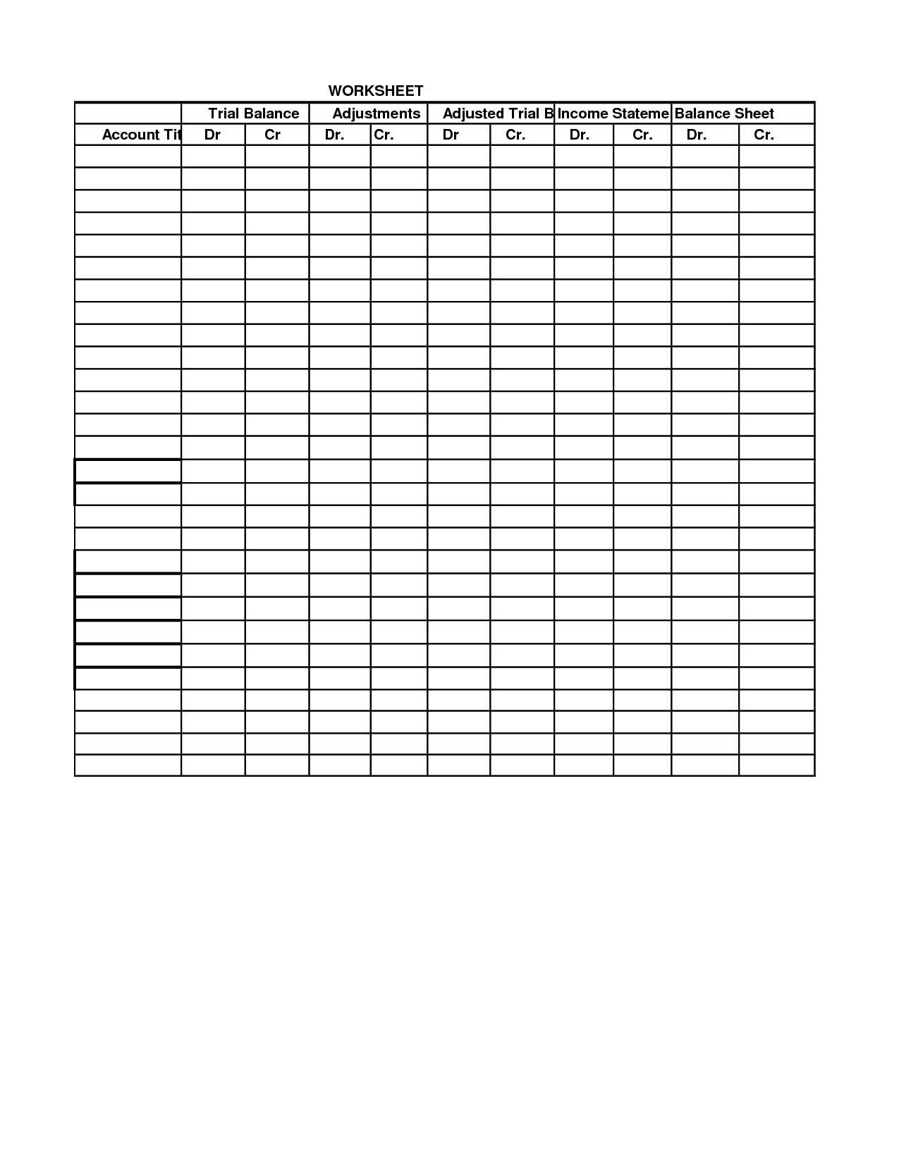 Blank Accounting Balance Sheet Worksheets Image