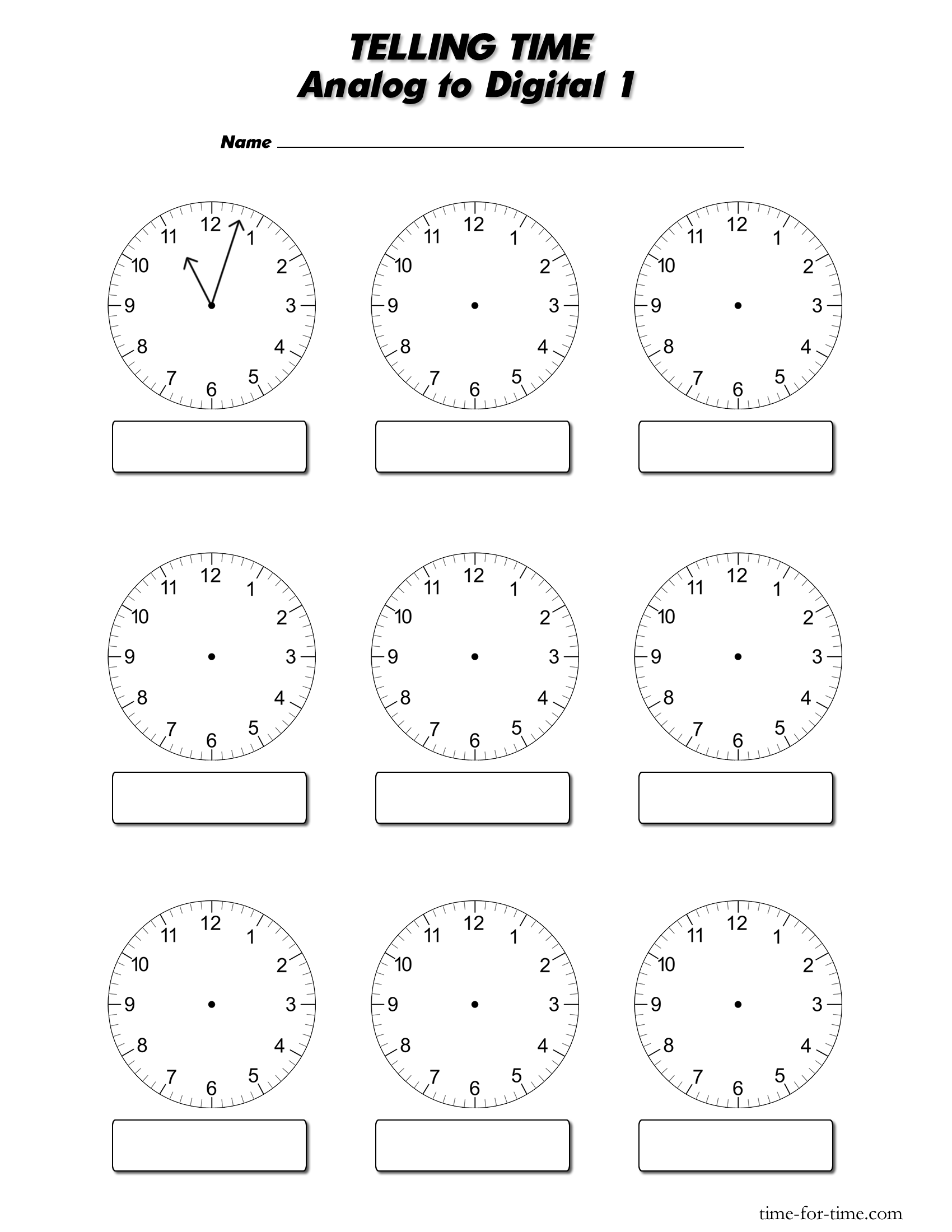 Blank Digital Clock Worksheets Image