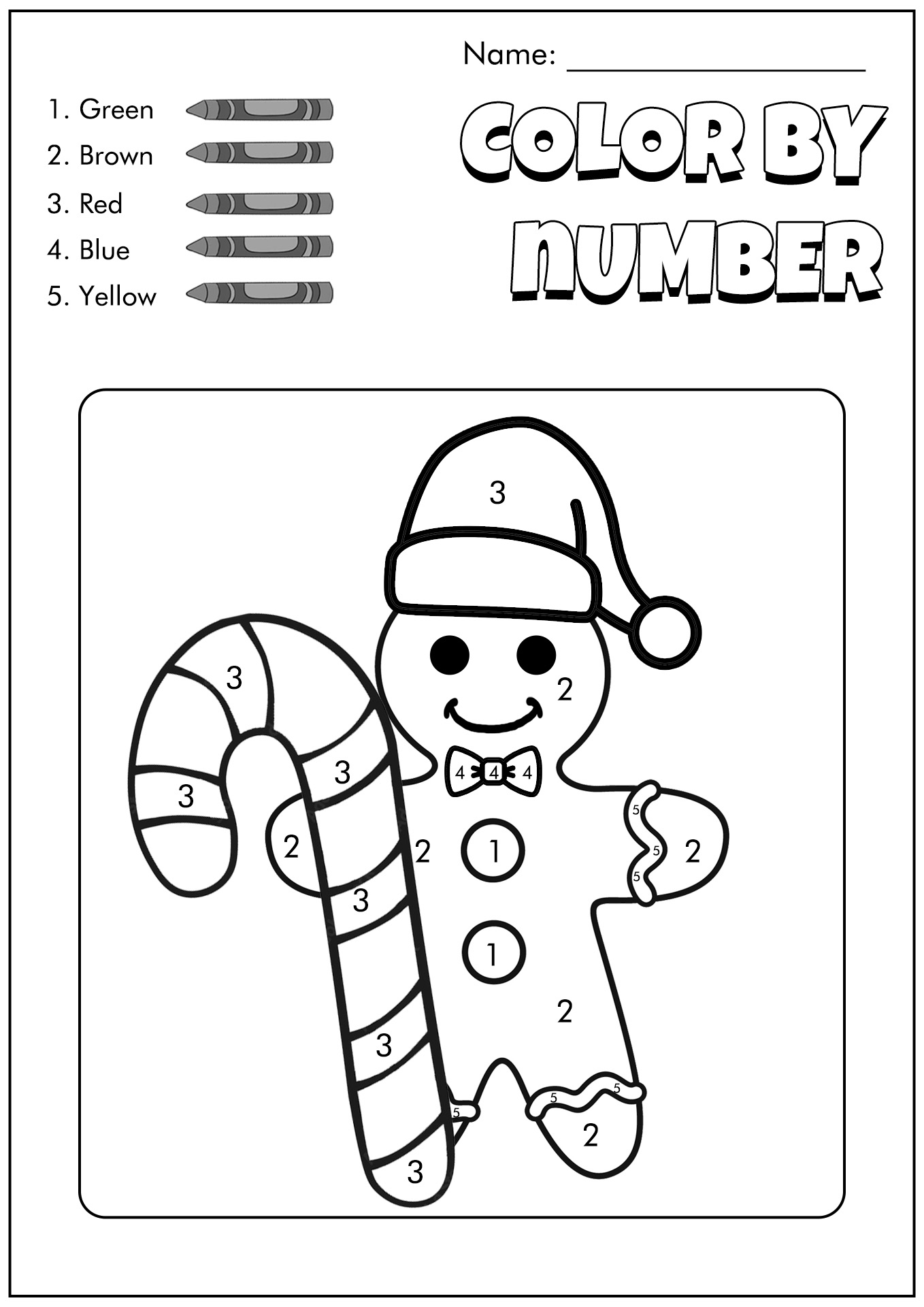 Christmas Color by Number Math Worksheets