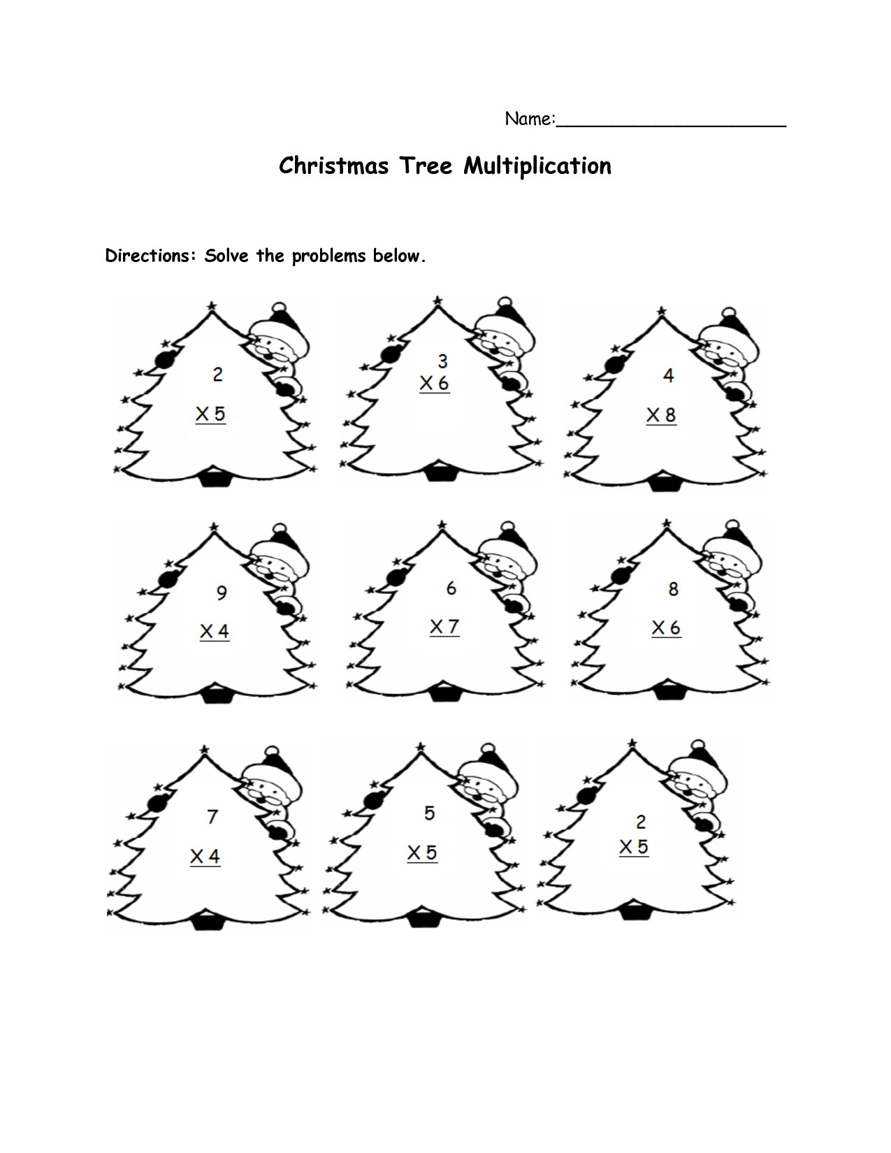 Christmas Math Printables Multiplication Worksheets Image