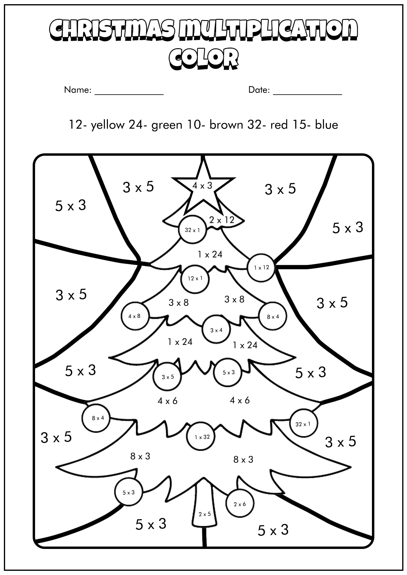 Christmas Multiplication Color by Math