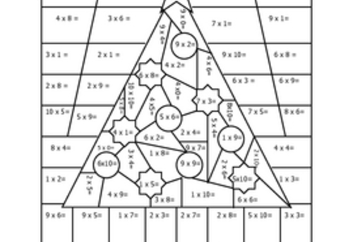 Christmas Multiplication Coloring Worksheets Image