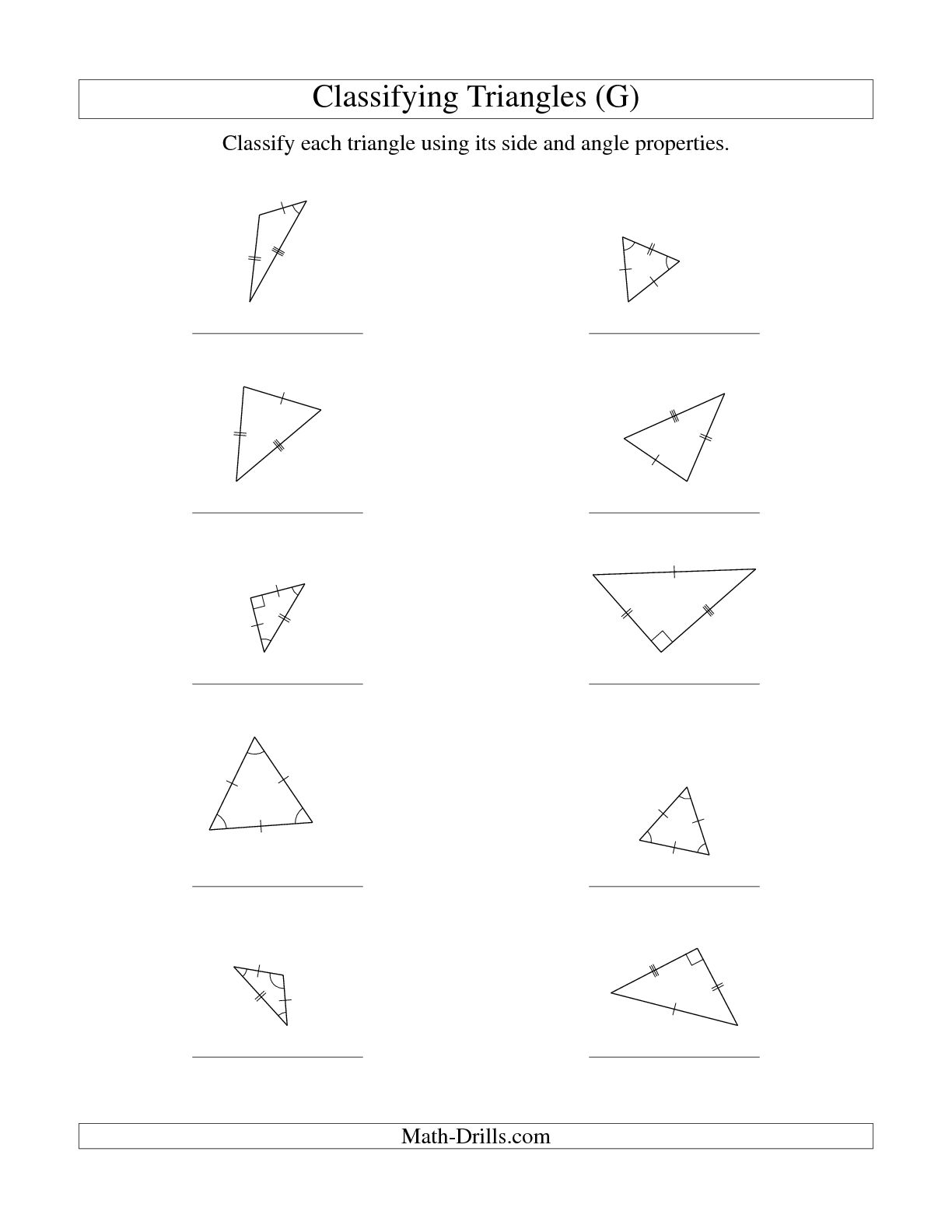 Classifying Triangles by Angles Worksheet Image