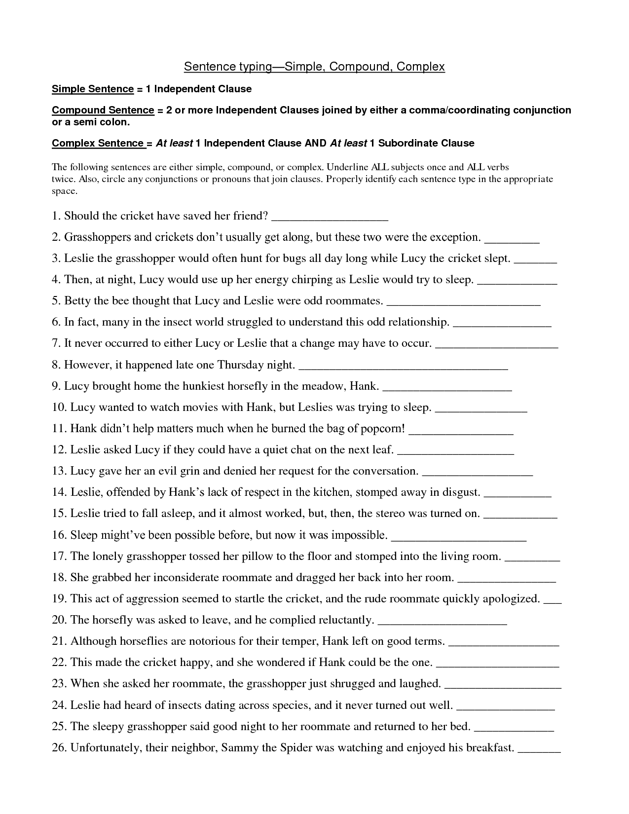 Compound Sentences Worksheet Year 6