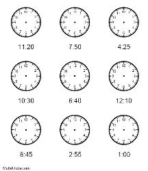 Draw Hands On the Clock Worksheet