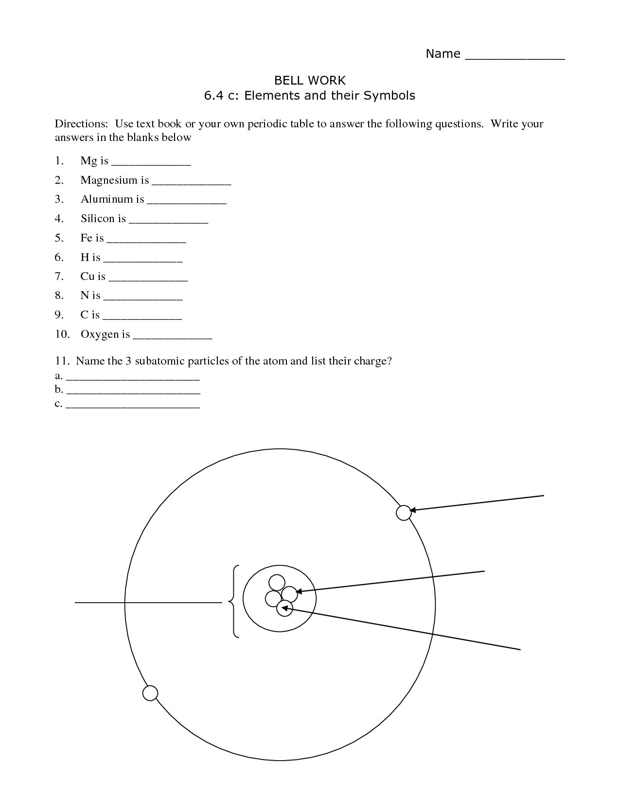 Elements and Their Symbols Worksheet Answers Image