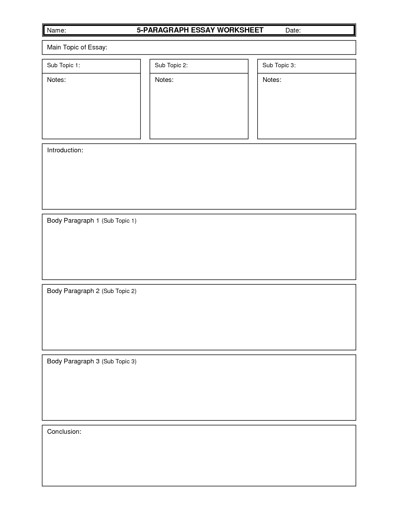 descriptive essay outline worksheet