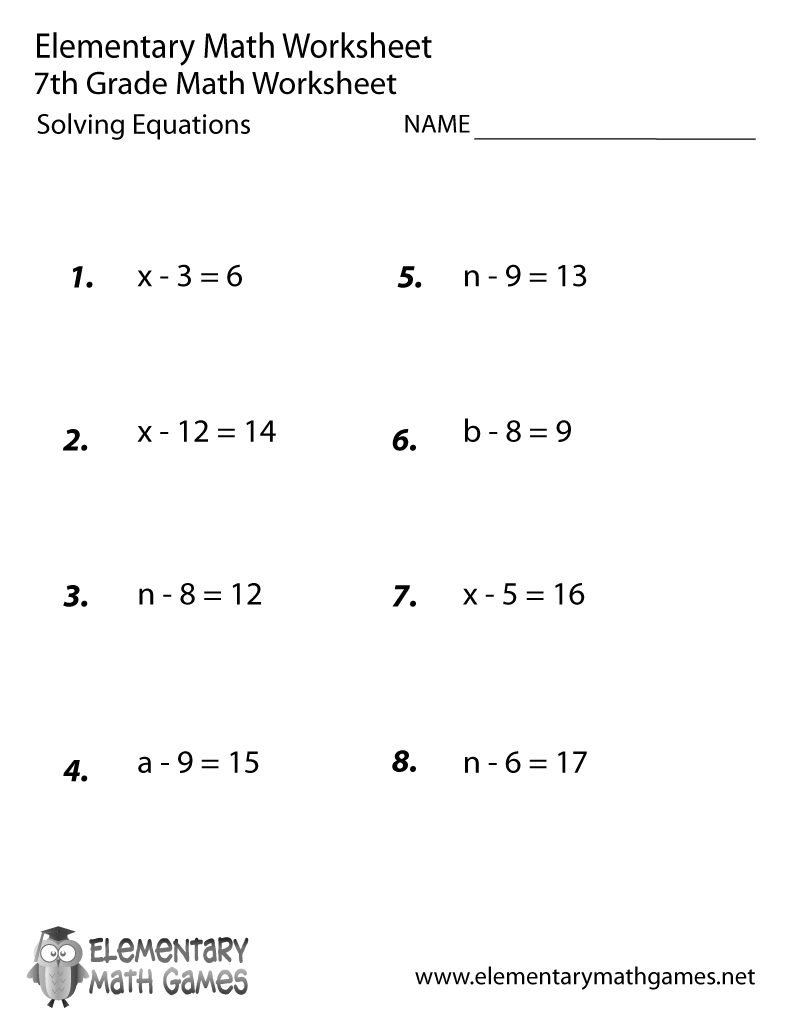 Free Printable Math Worksheets 7th Grade Image