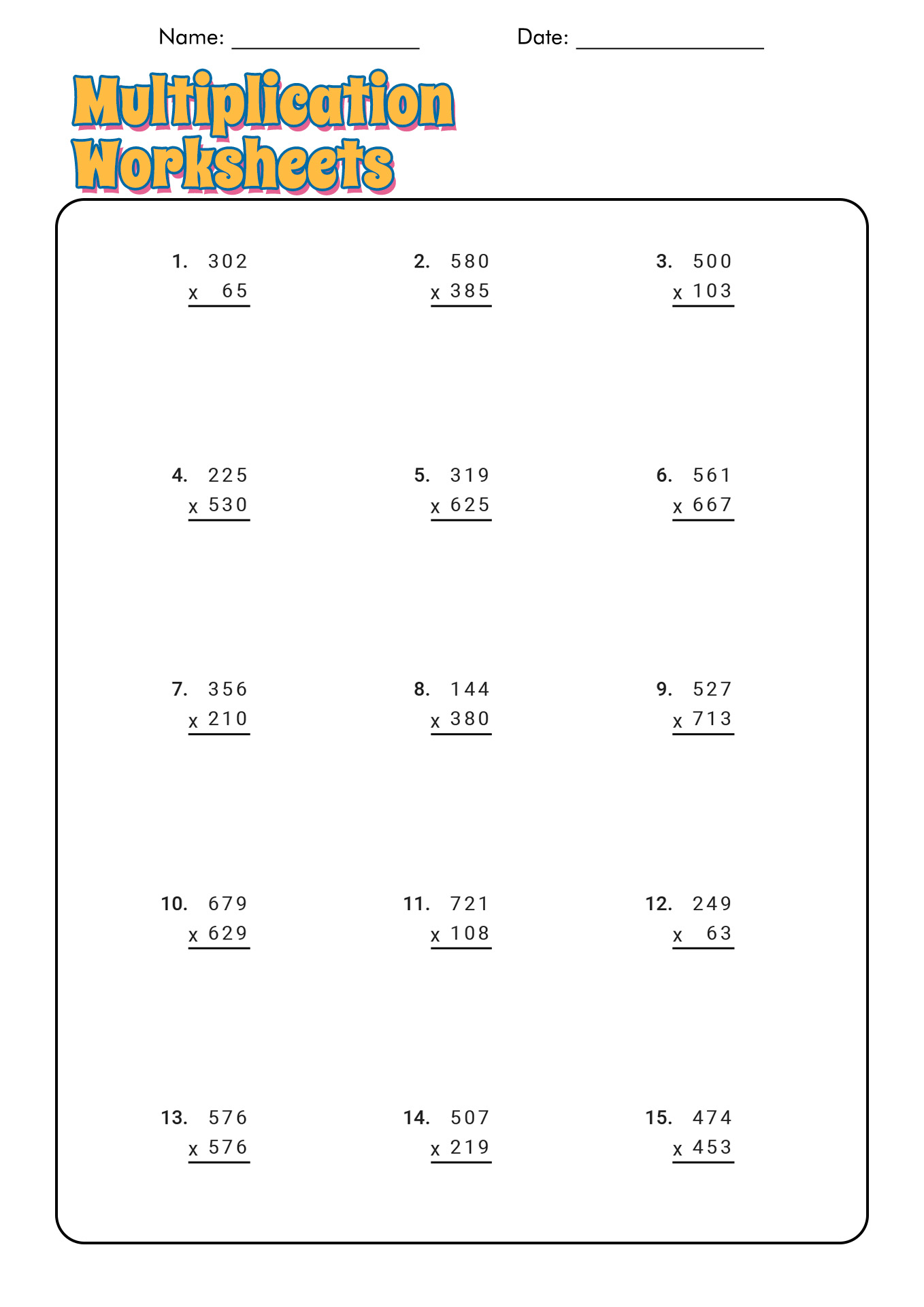 Hard 5th Grade Math Worksheets Multiplication
