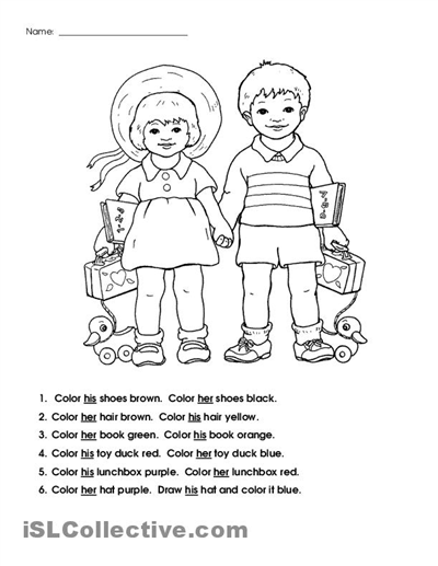 His and Her Worksheet Image