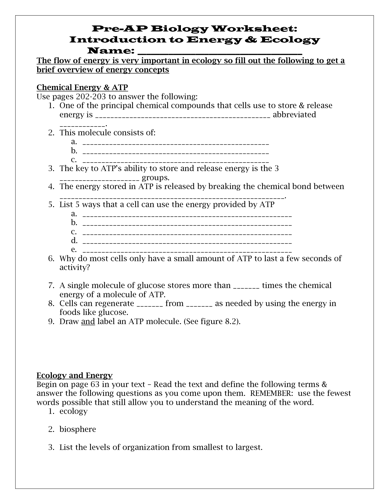 Introduction to Energy Worksheet Answer Key Image