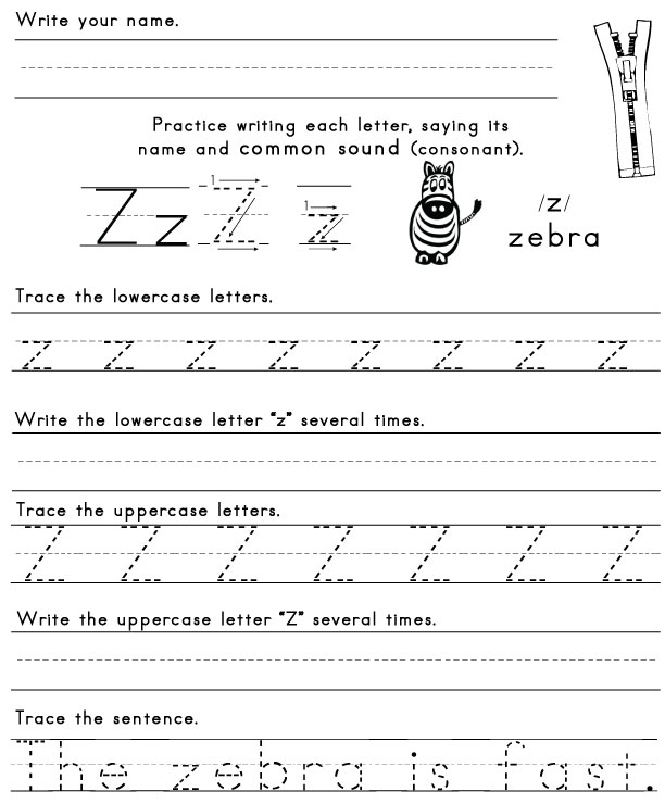 Letter Z Worksheets Image