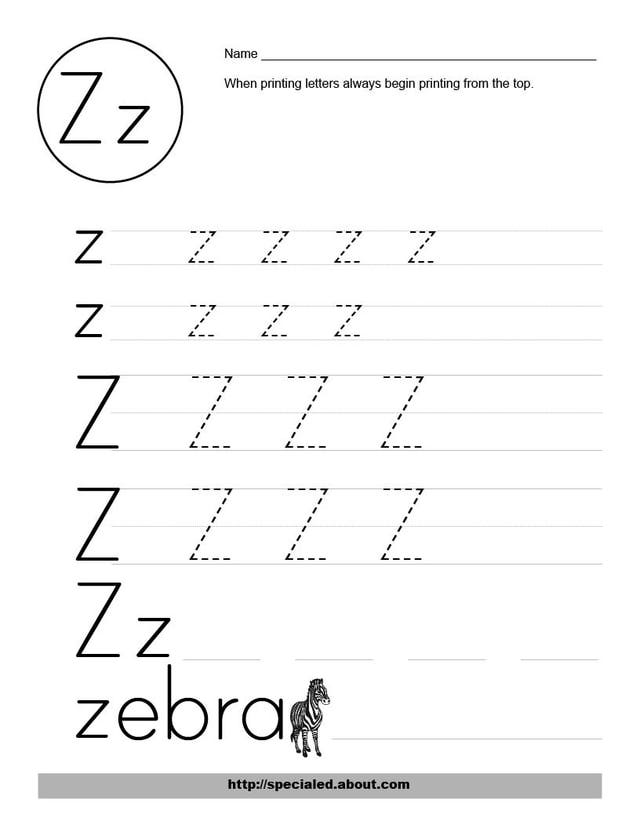 Letter Z Writing Worksheets Image