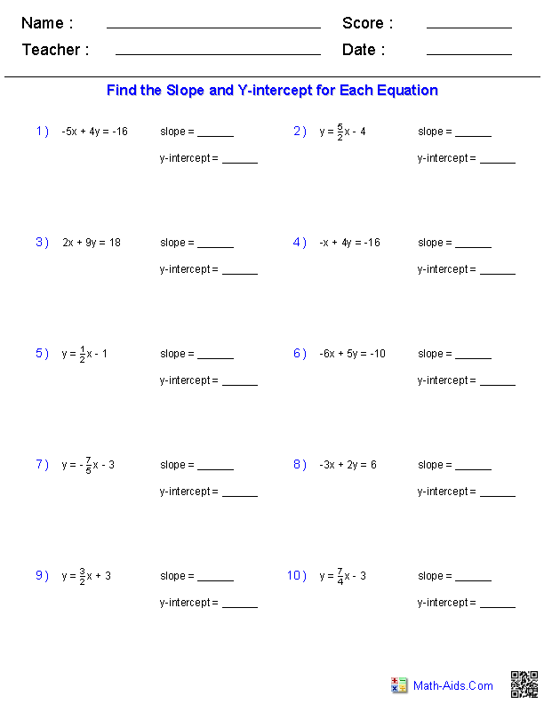 Linear Equation Practice Worksheets