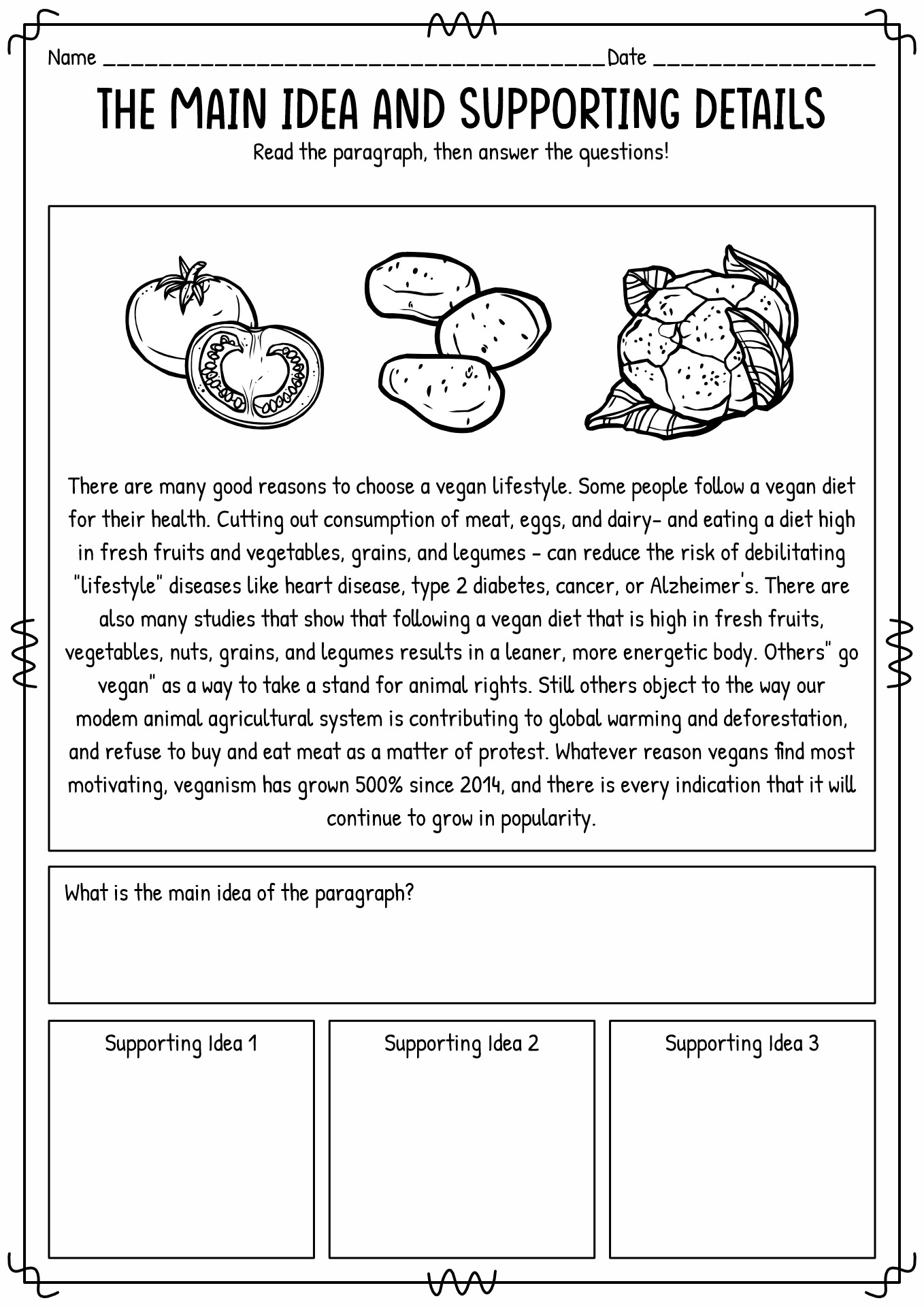 Main Idea and Details Worksheets 4th Grade