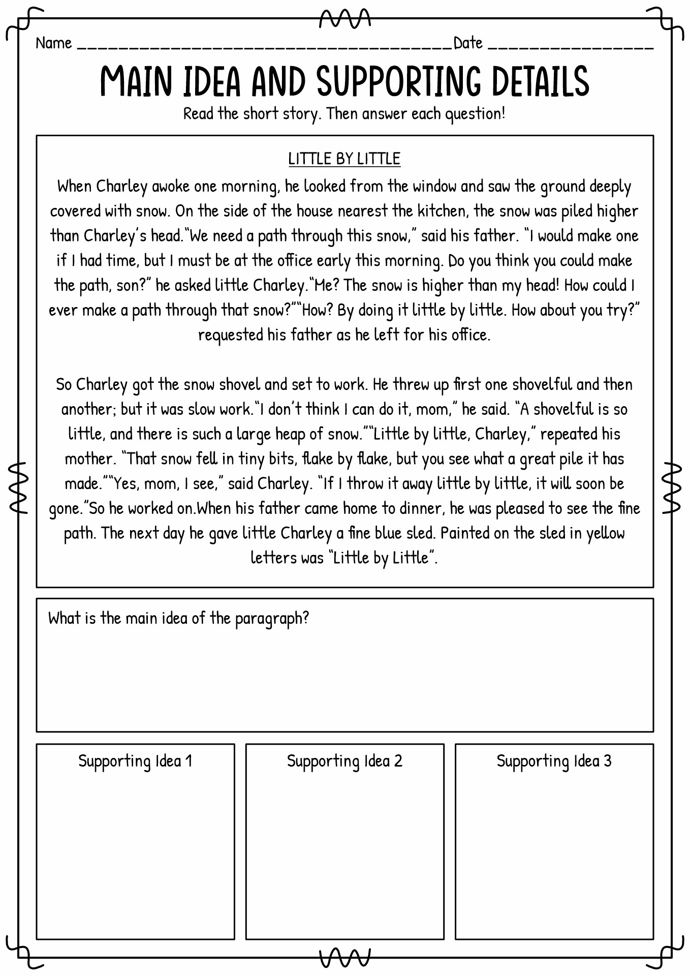 Main Idea Worksheets Grade 2