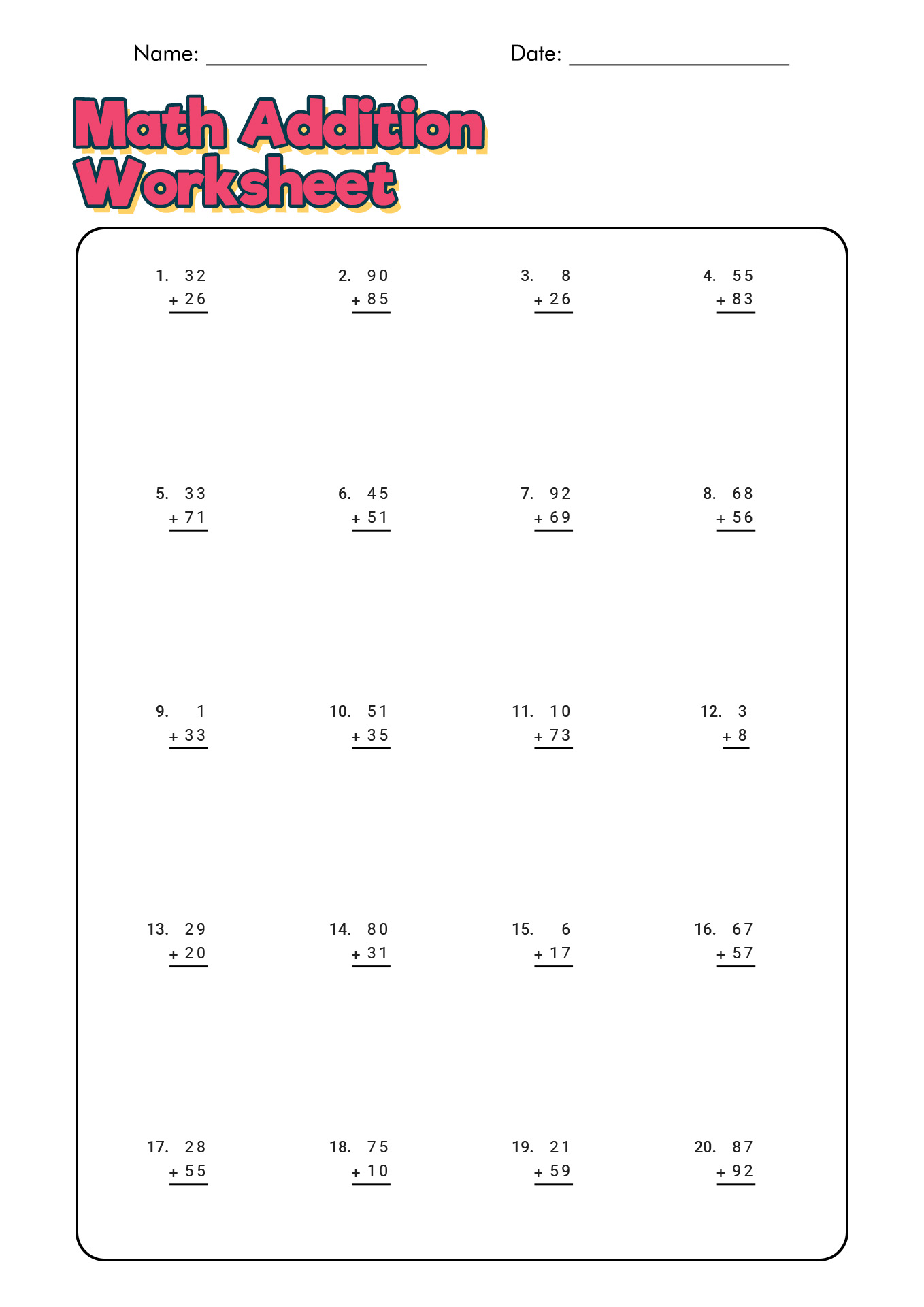 Math Addition Worksheets Image