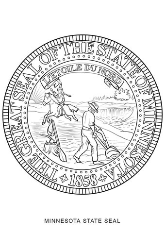 Minnesota State Seal Coloring Page Image