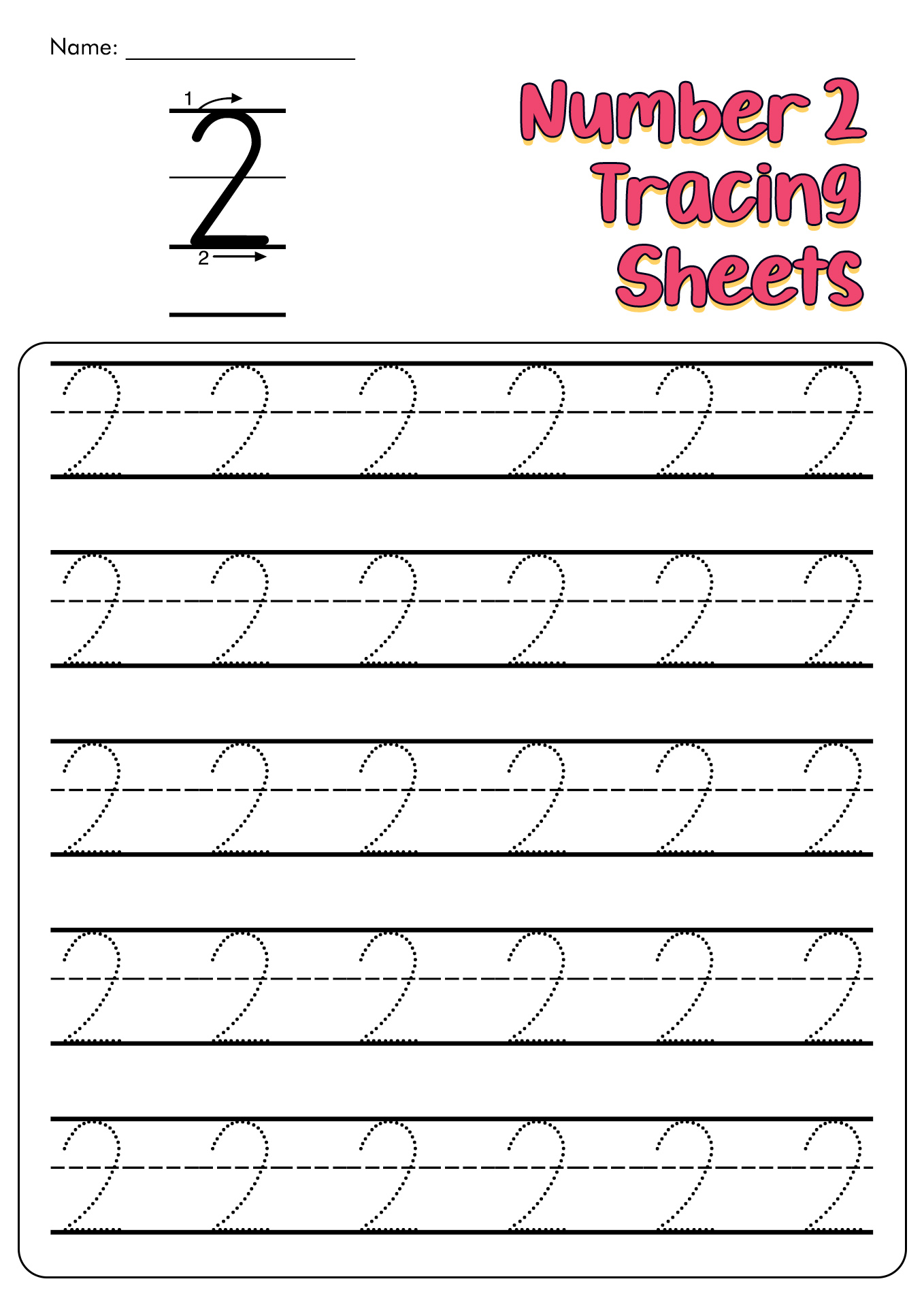 Number 2 Tracing Worksheets Preschool