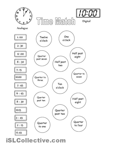 Printable Clock Worksheets Quarter Past Image