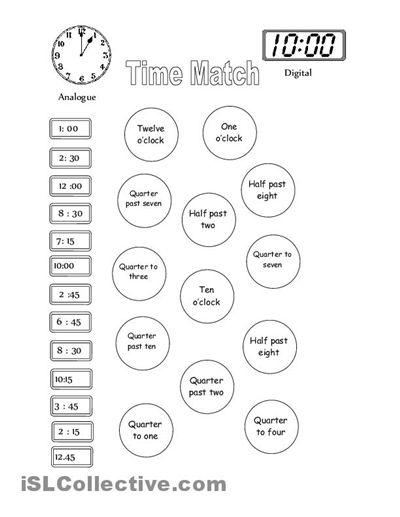Printable Clock Worksheets Quarter Past