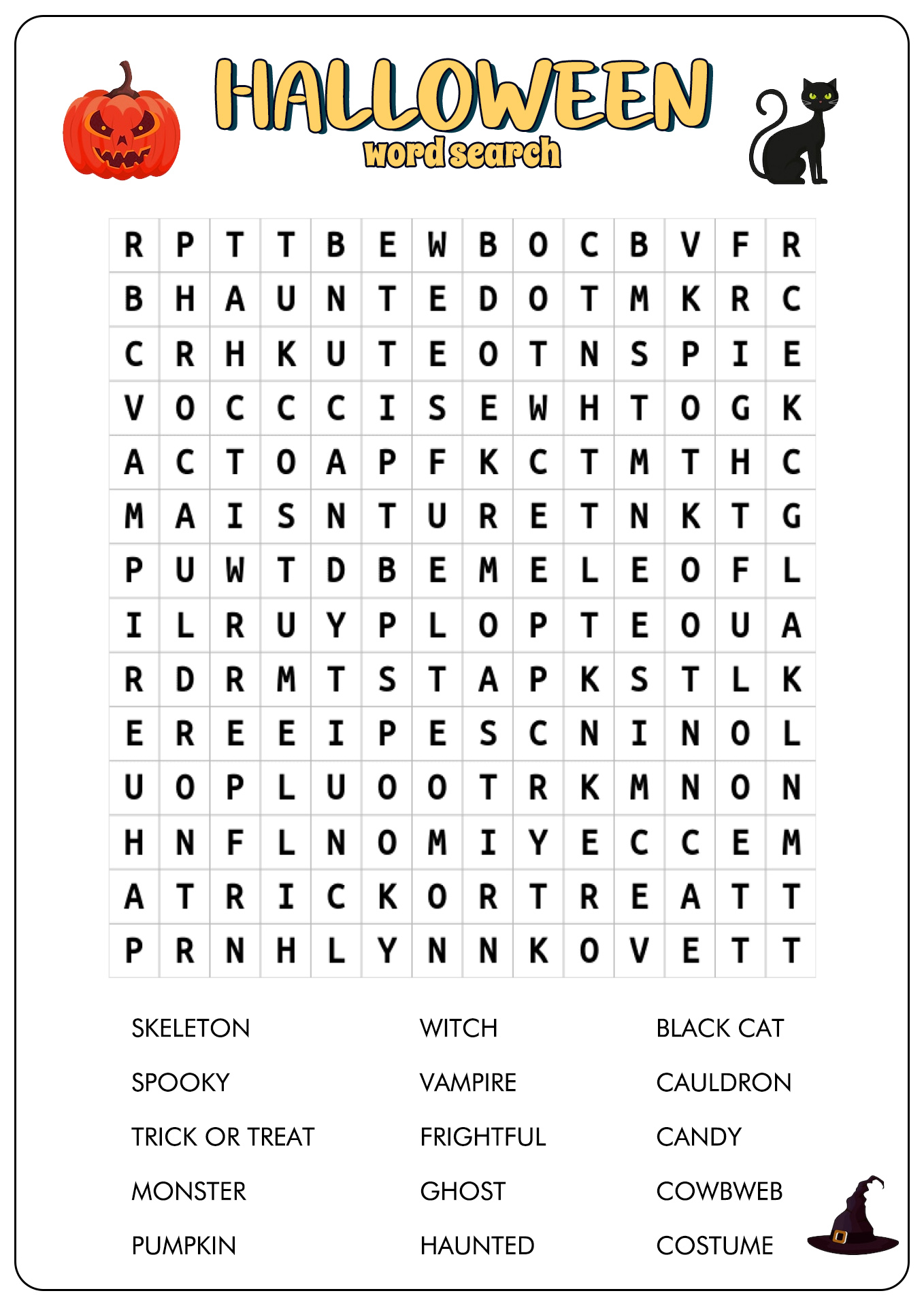 Printable Halloween Word Search Pages