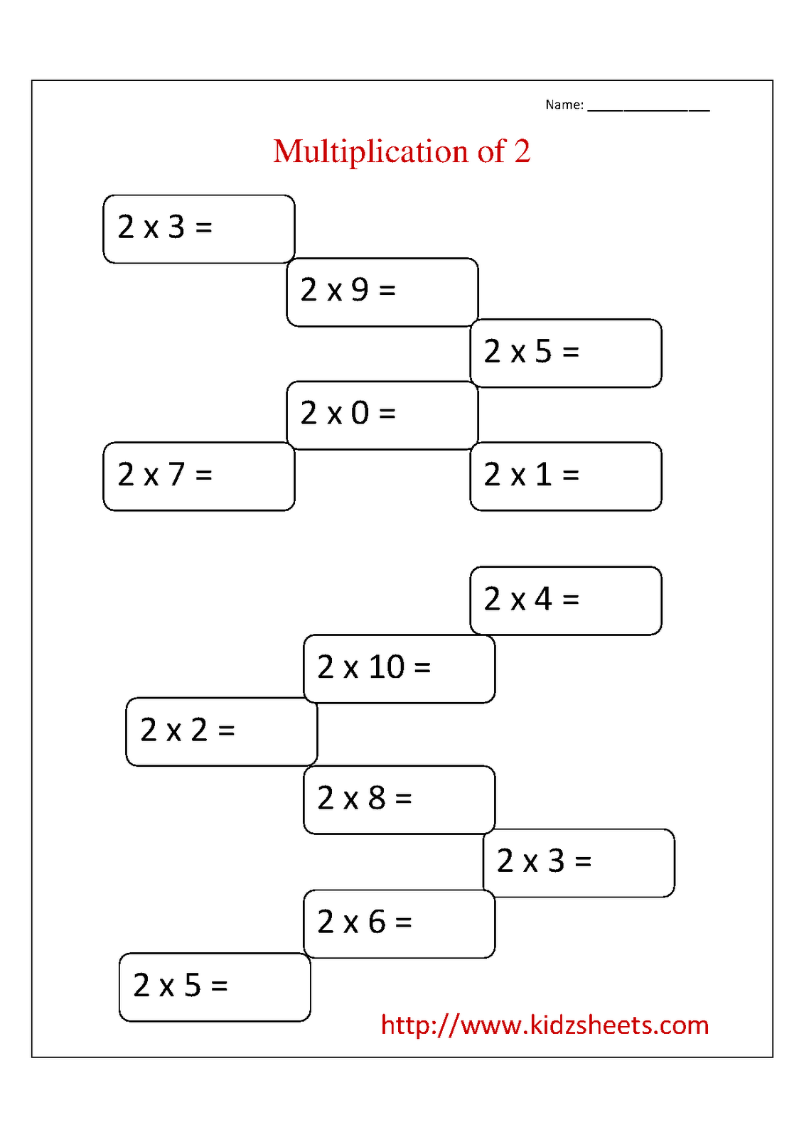 Printable Multiplication Worksheets Grade 2 Image