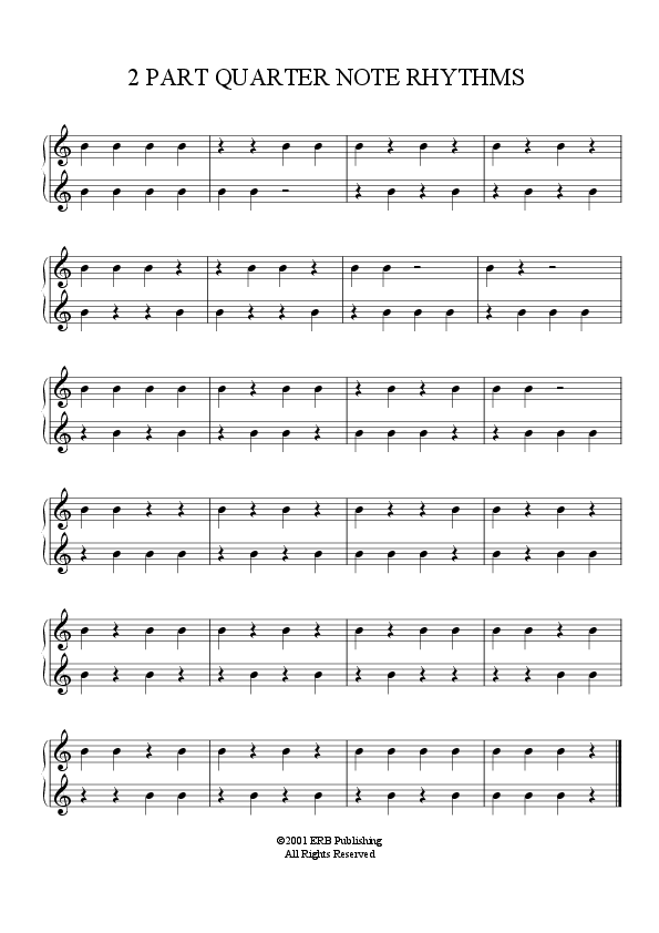 Quarter Note Rhythm Worksheets Image