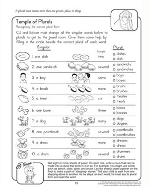 Singular and Plural Worksheets for Grade 1