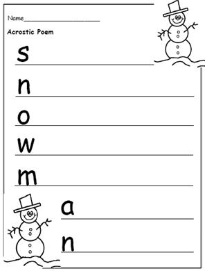 Snowman Acrostic Template Image