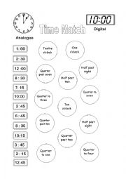 Time Clock Worksheet to Match