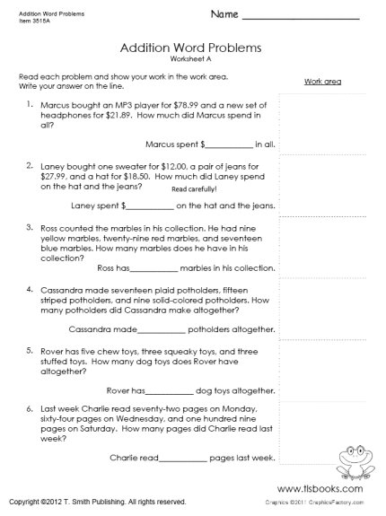 3rd Grade Word Problems Worksheet Image