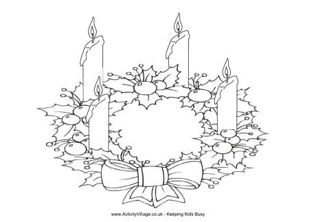 Advent Wreath Coloring Page Image