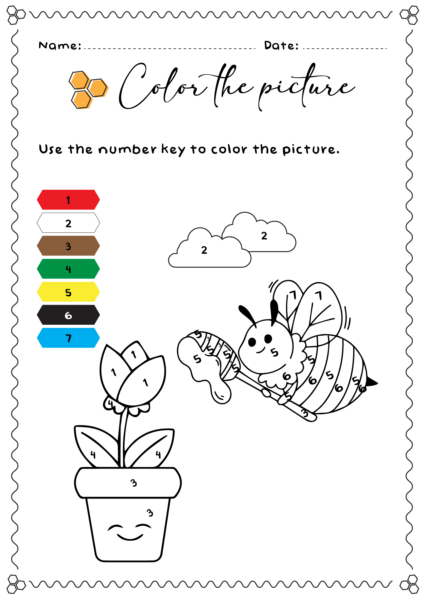Numbers With Buble Bee Worksheets