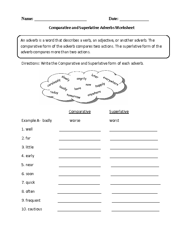 Comparative Adjectives and Adverbs Worksheets Image