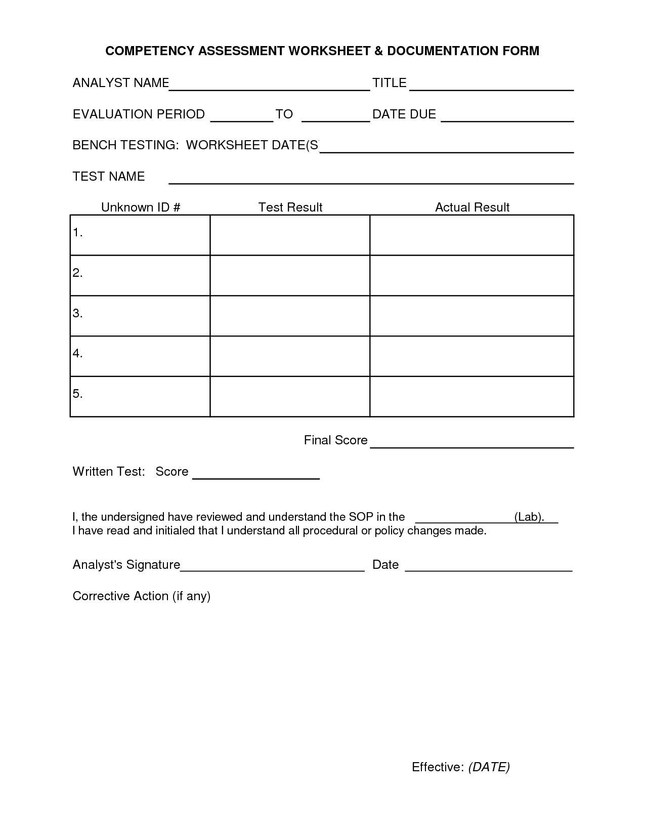 Competency Assessment Form Template Image