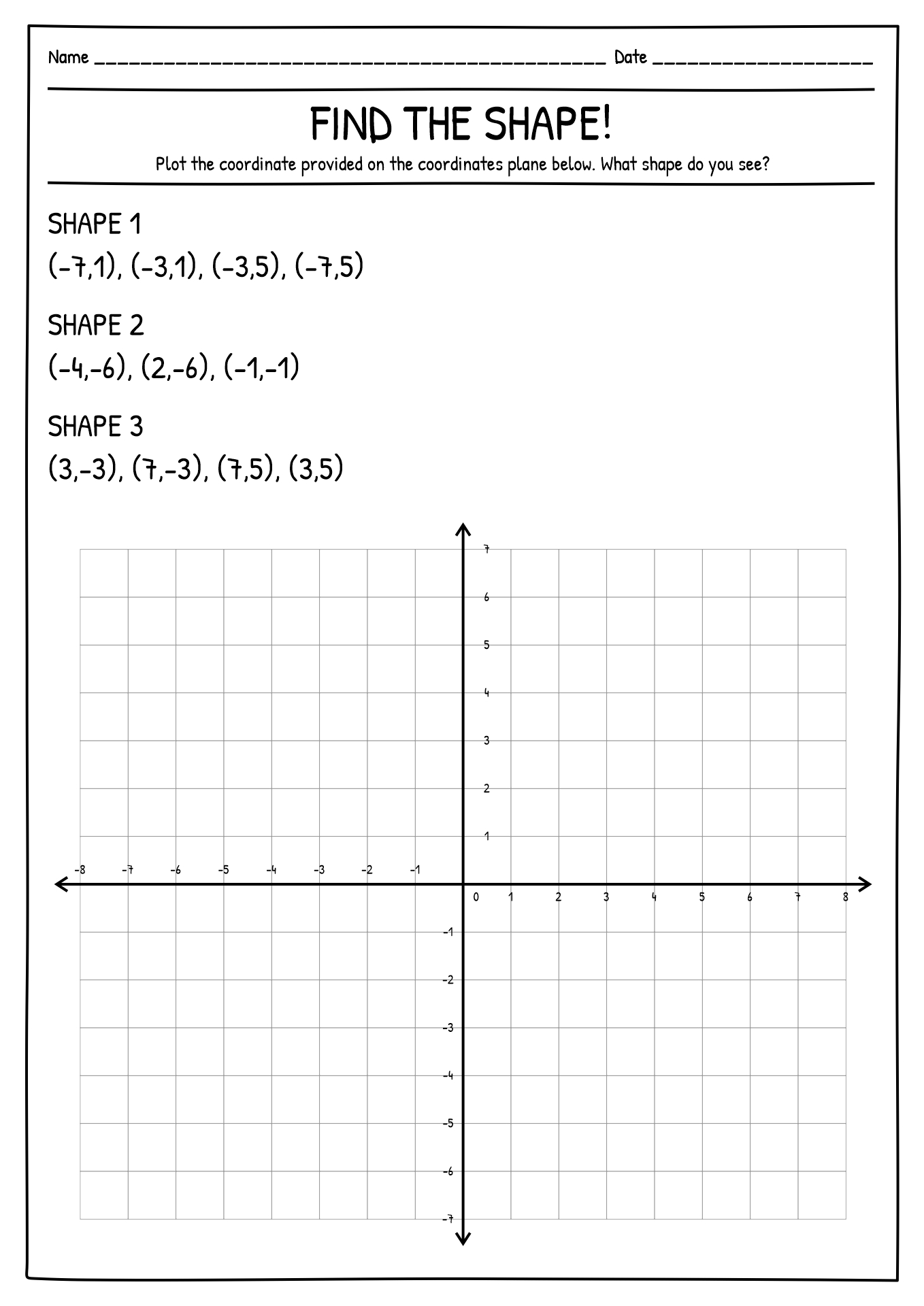 Coordinate Plane Worksheets Mystery