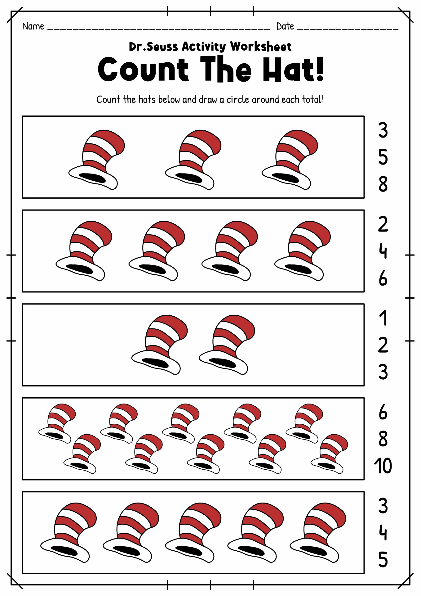 18 Dr. Seuss Worksheets For Preschool Free PDF at