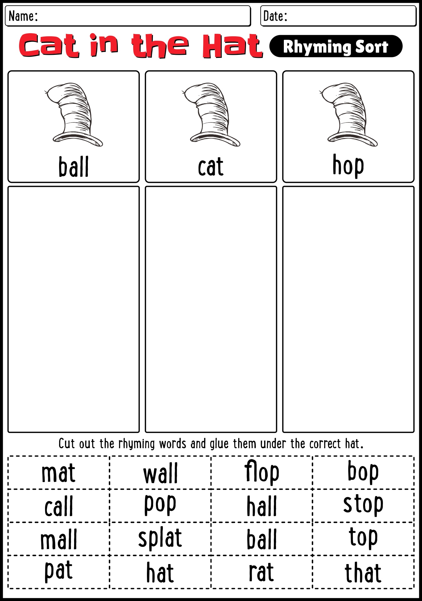 17 Dr. Seuss Rhyming Word Worksheet Free PDF at worksheeto