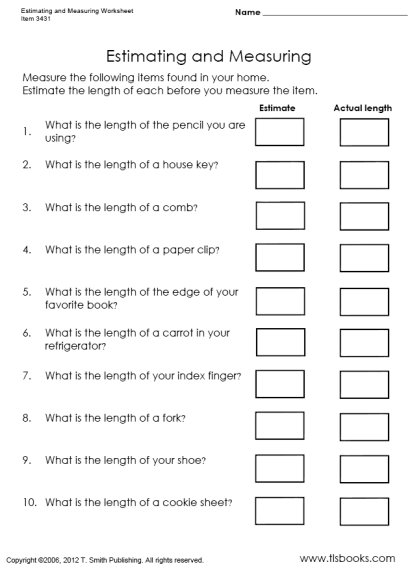 Estimating Measurement Worksheets 2nd Grade Image