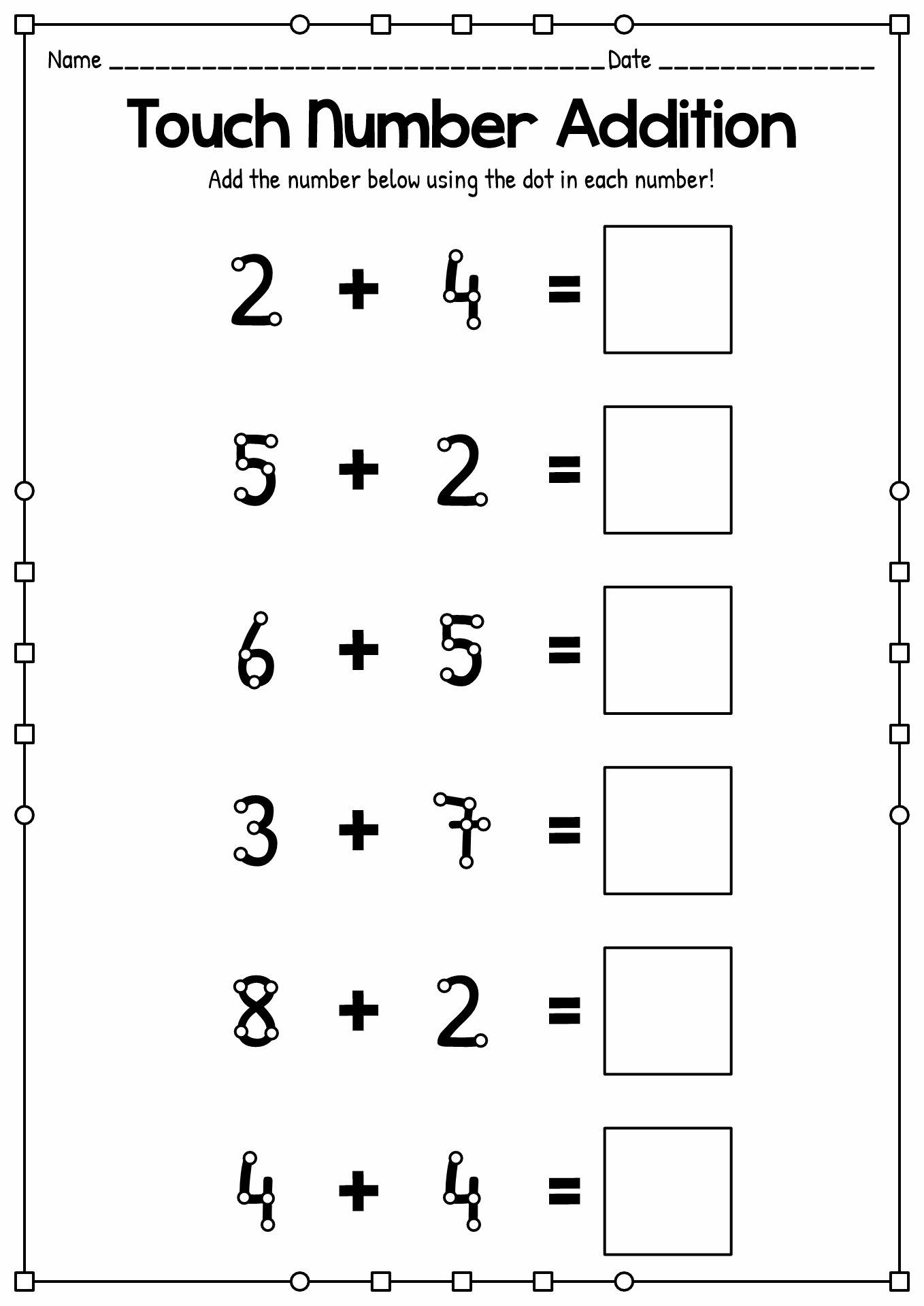 Free Touch Math Addition Worksheets