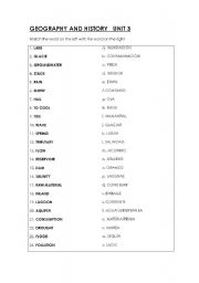 Geography Vocabulary Matching Worksheet Image