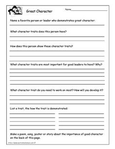 Great Character Worksheets Image