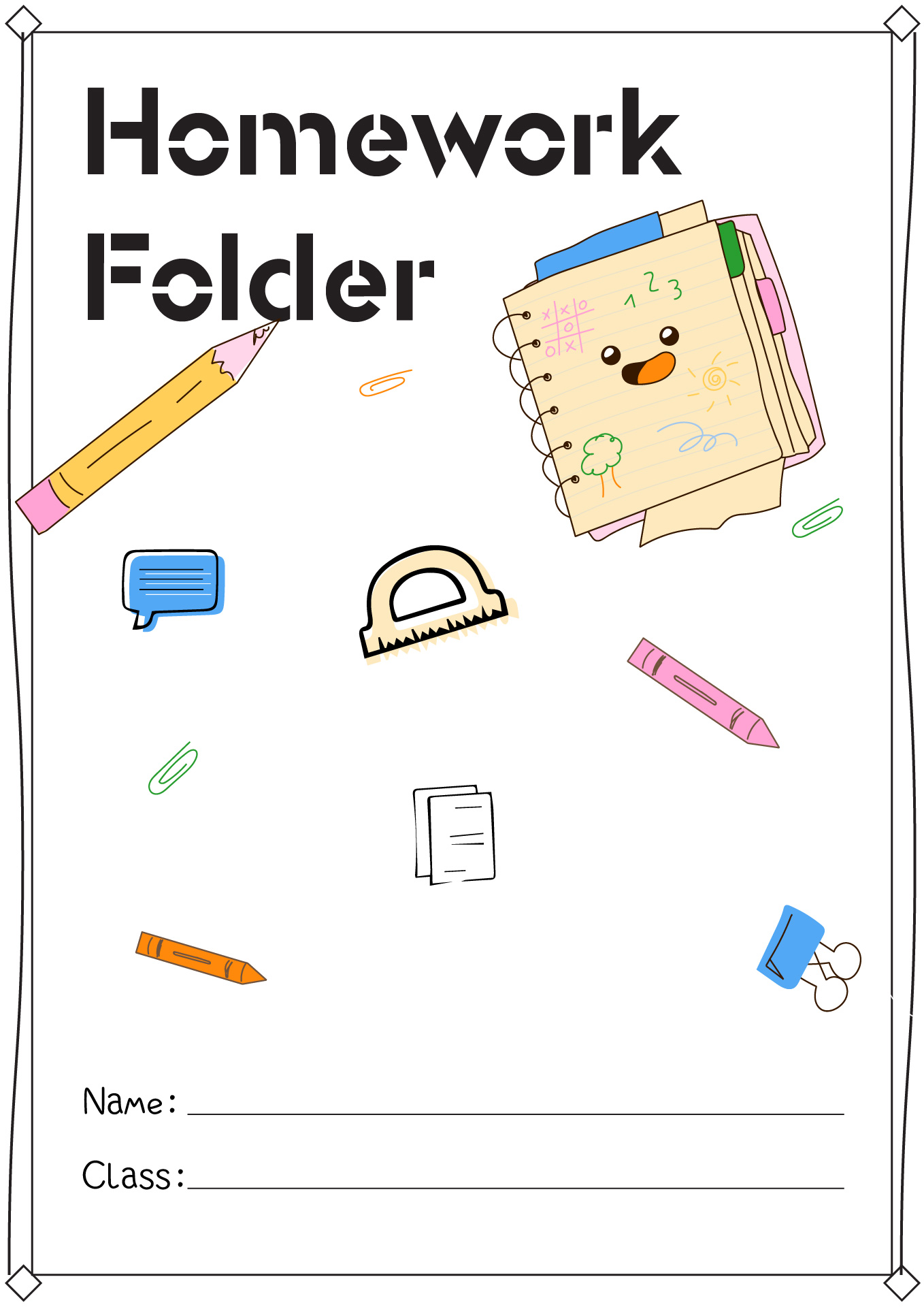 Homework Folder Cover Page