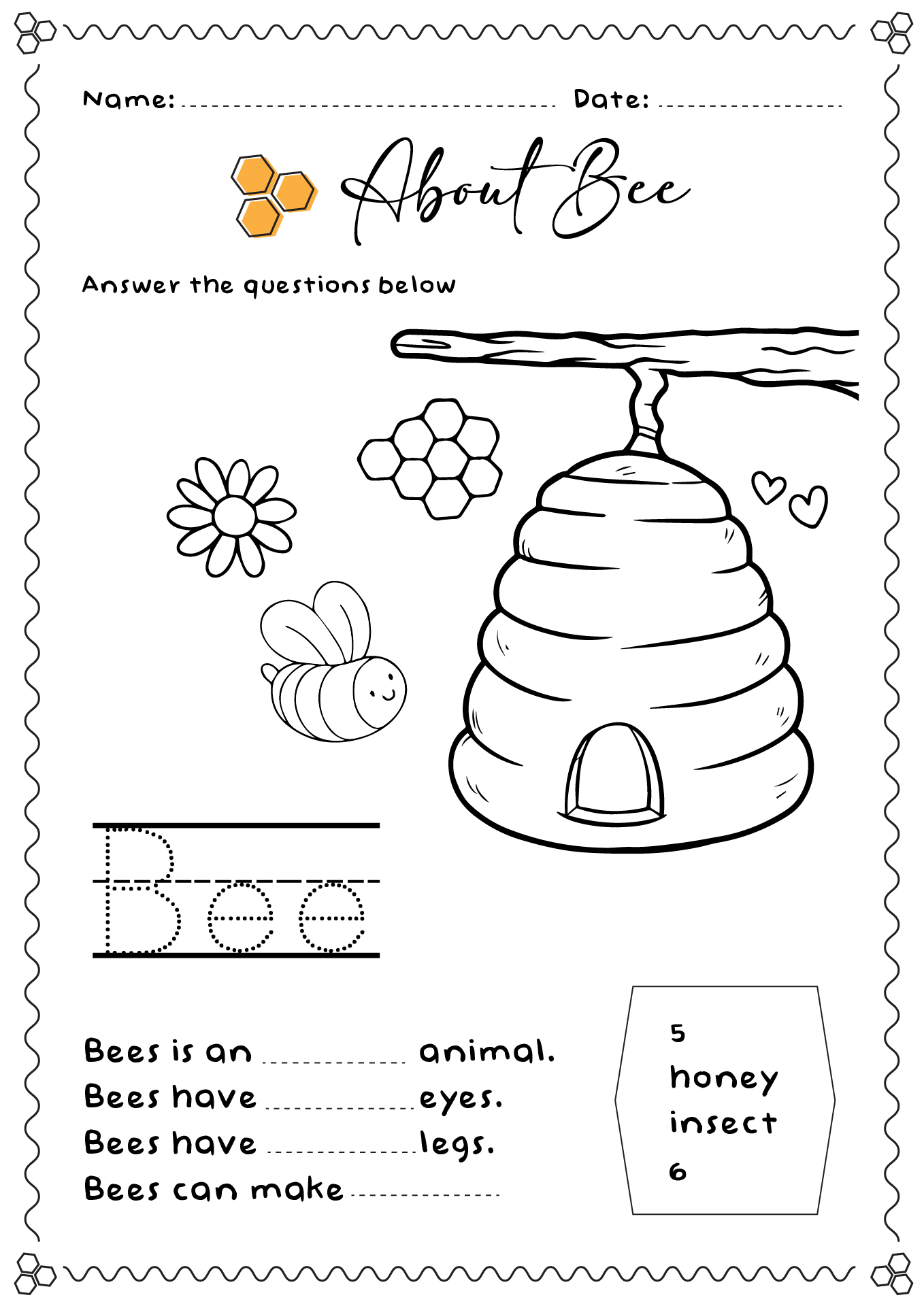 12 Bee Worksheets For First Graders Free PDF At Worksheeto