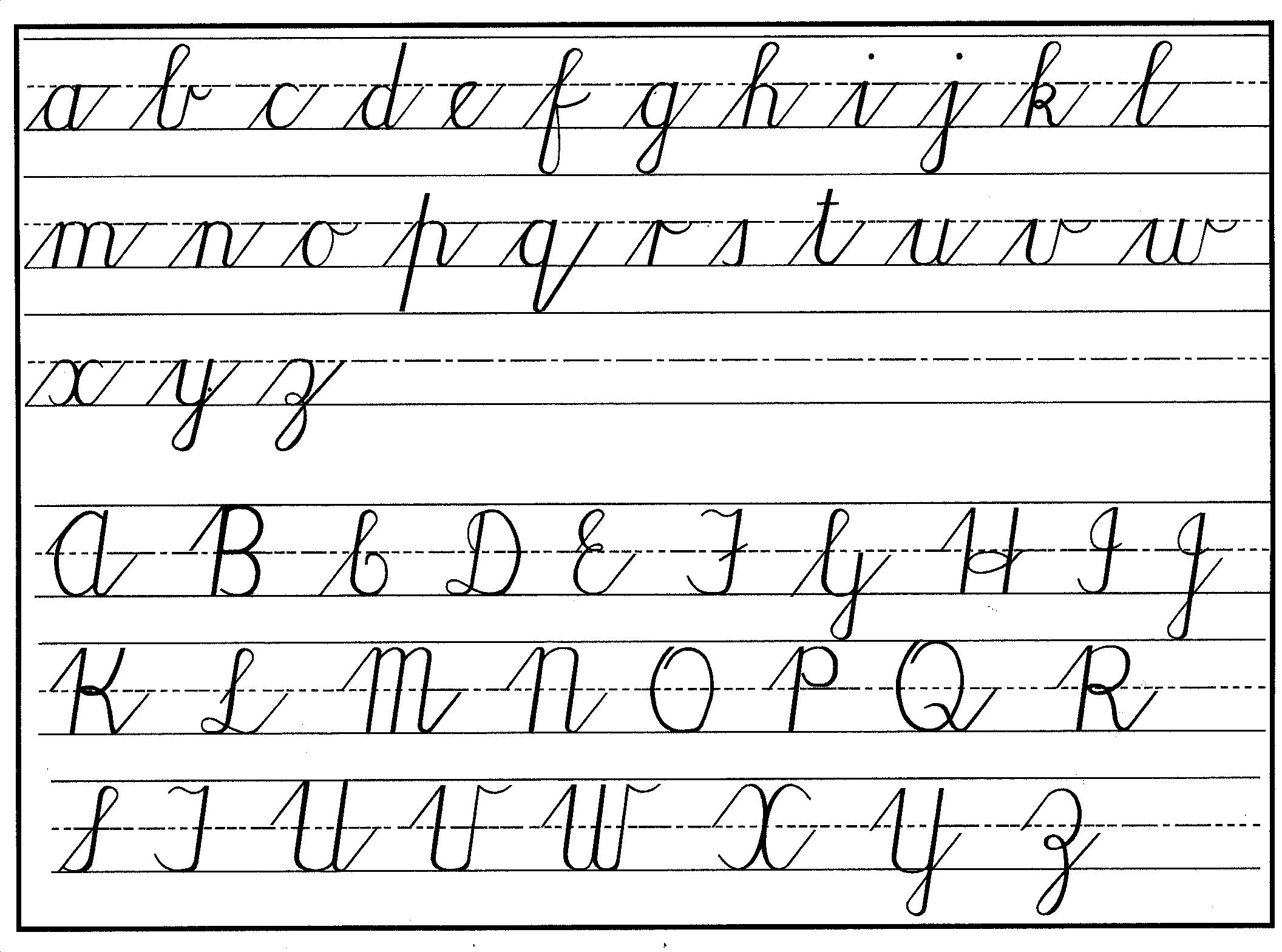 Letters in Cursive Writing Charts Image