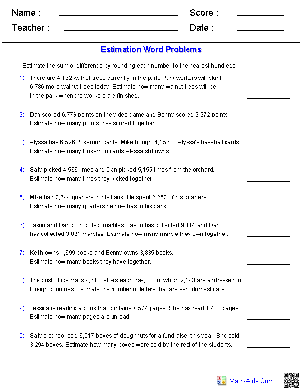 Math Estimation Word Problems 2nd Grade Image