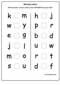 Missing Letters Worksheet
