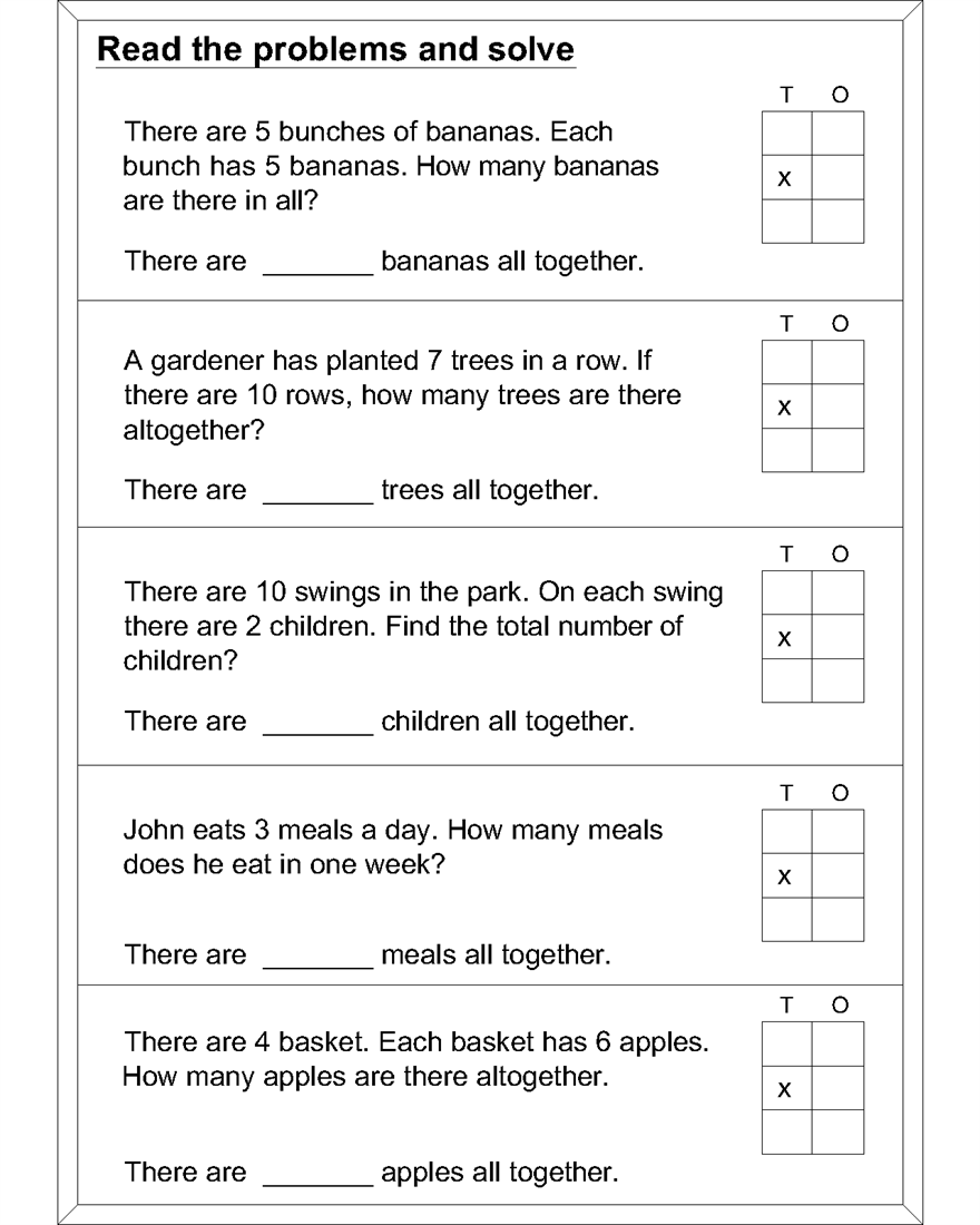 Multiplication Word Problems Worksheets Image