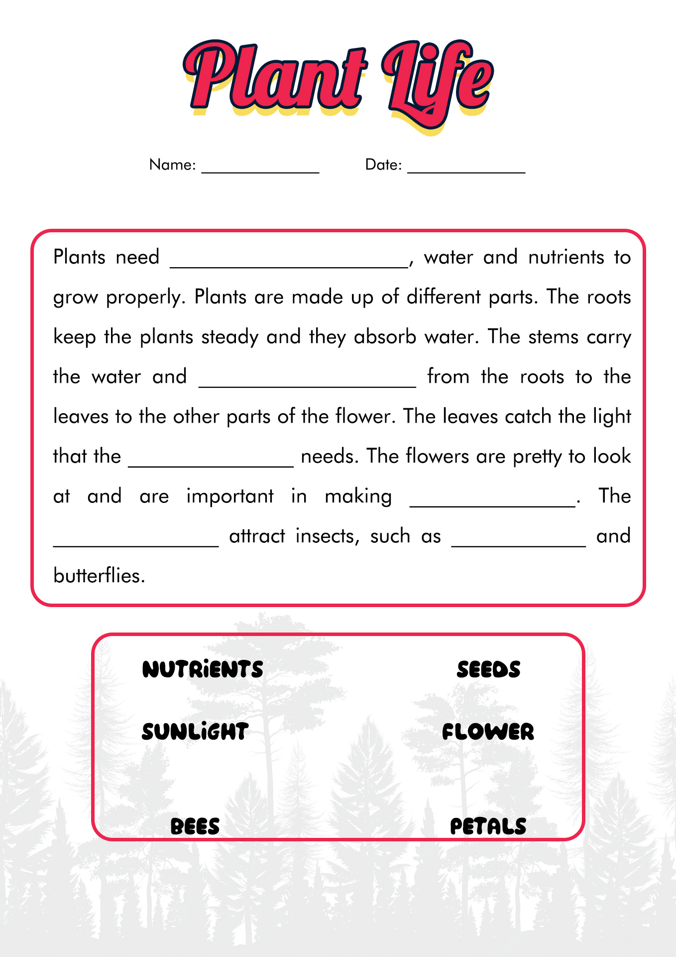 Plant Life Worksheets Image
